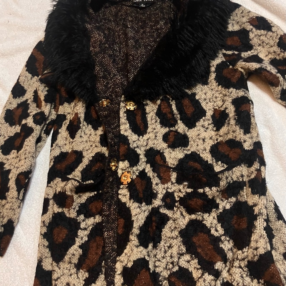 Black Rivet Teddy Jacket Brown and Black Plush